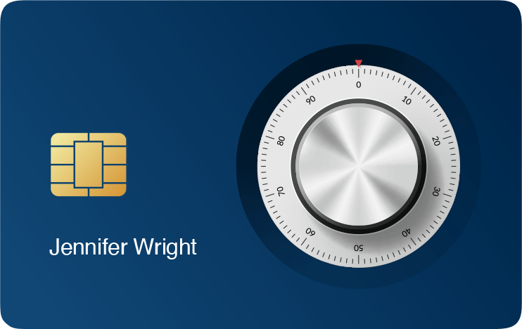 Protect what matters Image - credit card with a vault lock on it.