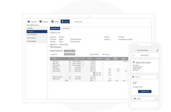 Graphic showing the User Interface of the Payroll Product.
